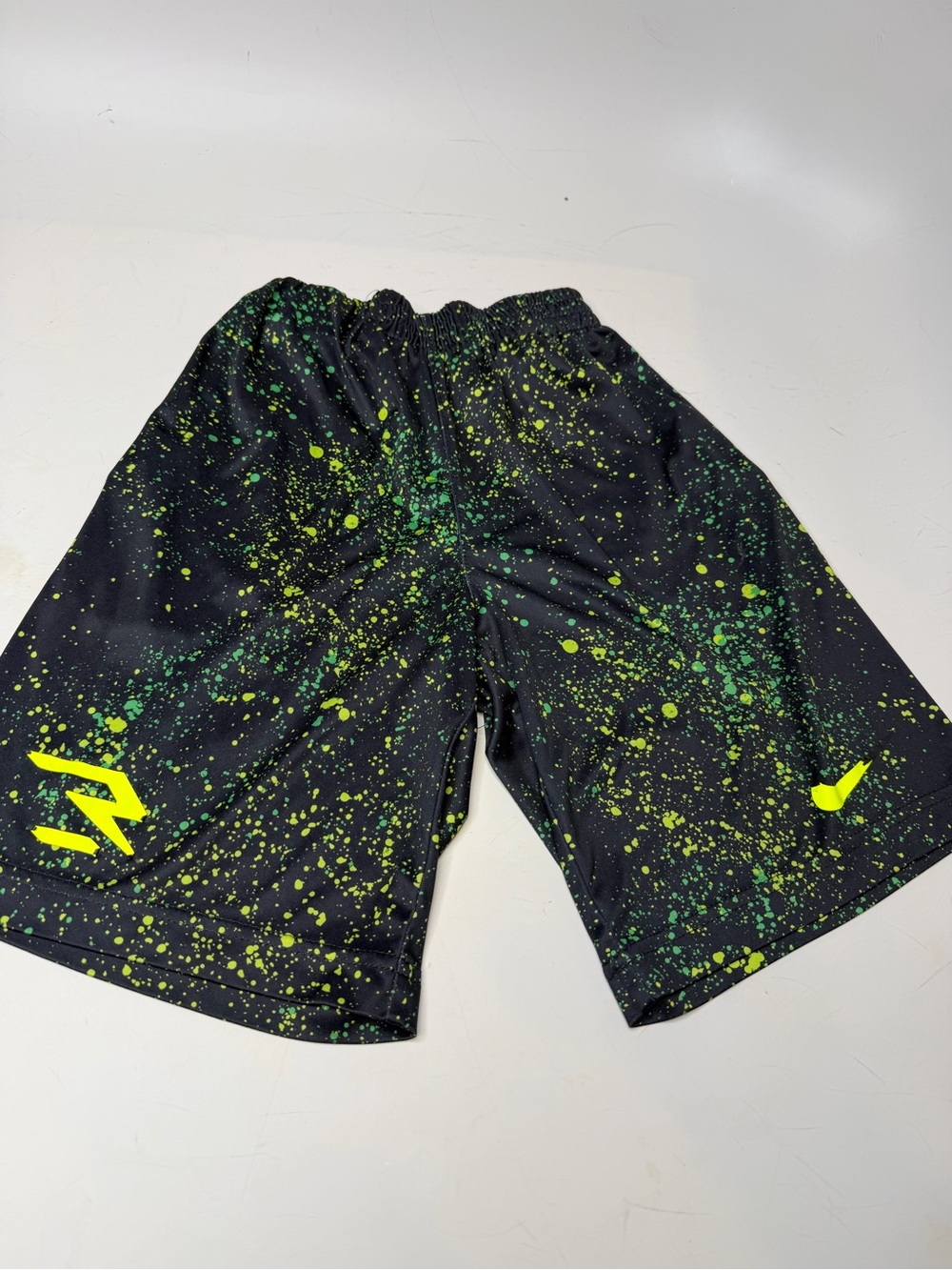 Nike Black Athletic Shorts with Neon Green Splatter